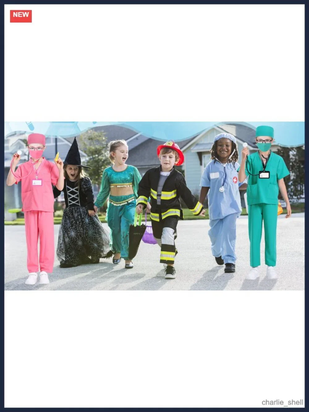 Kids Doctor Scrubs Costume 7 Pc Set with Real Stethoscope Accessories Ages 3-11